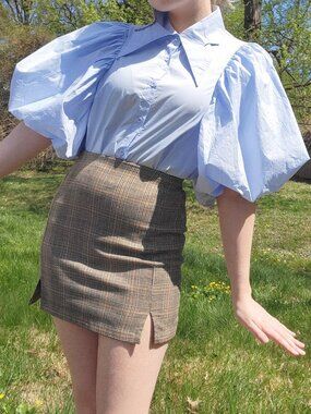 ✩₊˚💎.⋆ Two Twin Style puff sleeve light blue blouse ⋆⁺💎₊✧